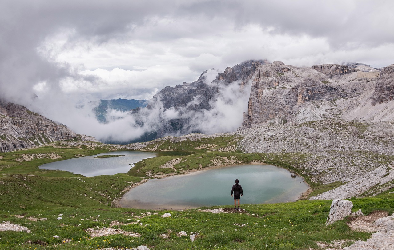 dolomites, hiker, landscape, rock, hiking, alps, nature, mountain, travel, valley, view, person, high, clouds, path, peak, trail, traveler, backpacker, hiker, hiking, hiking, hiking, hiking, hiking, valley, trail