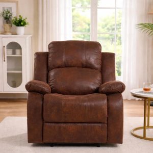 Multifunctional Single-Seater Sofa Bed – Recliner, Swivel & Rocking Chair with Storage, European Style Leather Armchair for Living Room