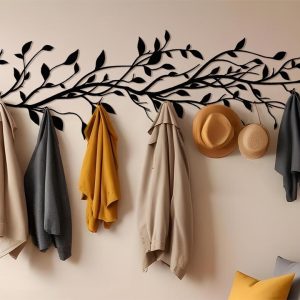 Large Tree Branch Metal Coat Rack: Modern Wall Mounted Organizer